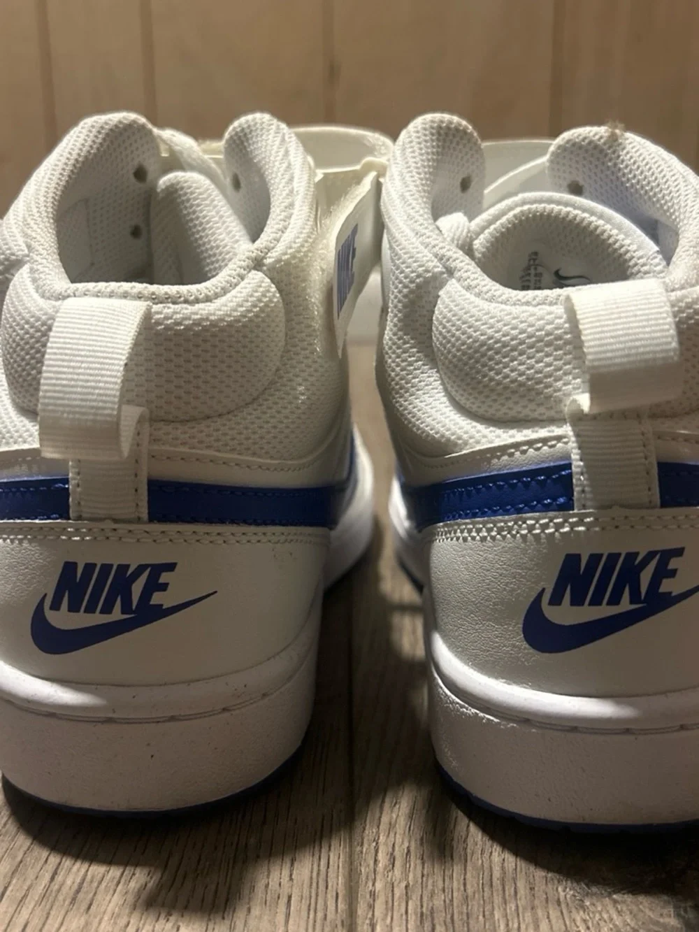 Nike White and Blue Mid-Top Sneakers